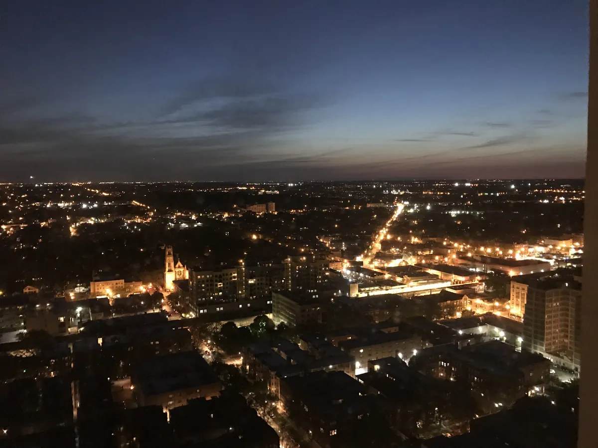 Chicago's North Side at night, seen from a lakefront high-rise